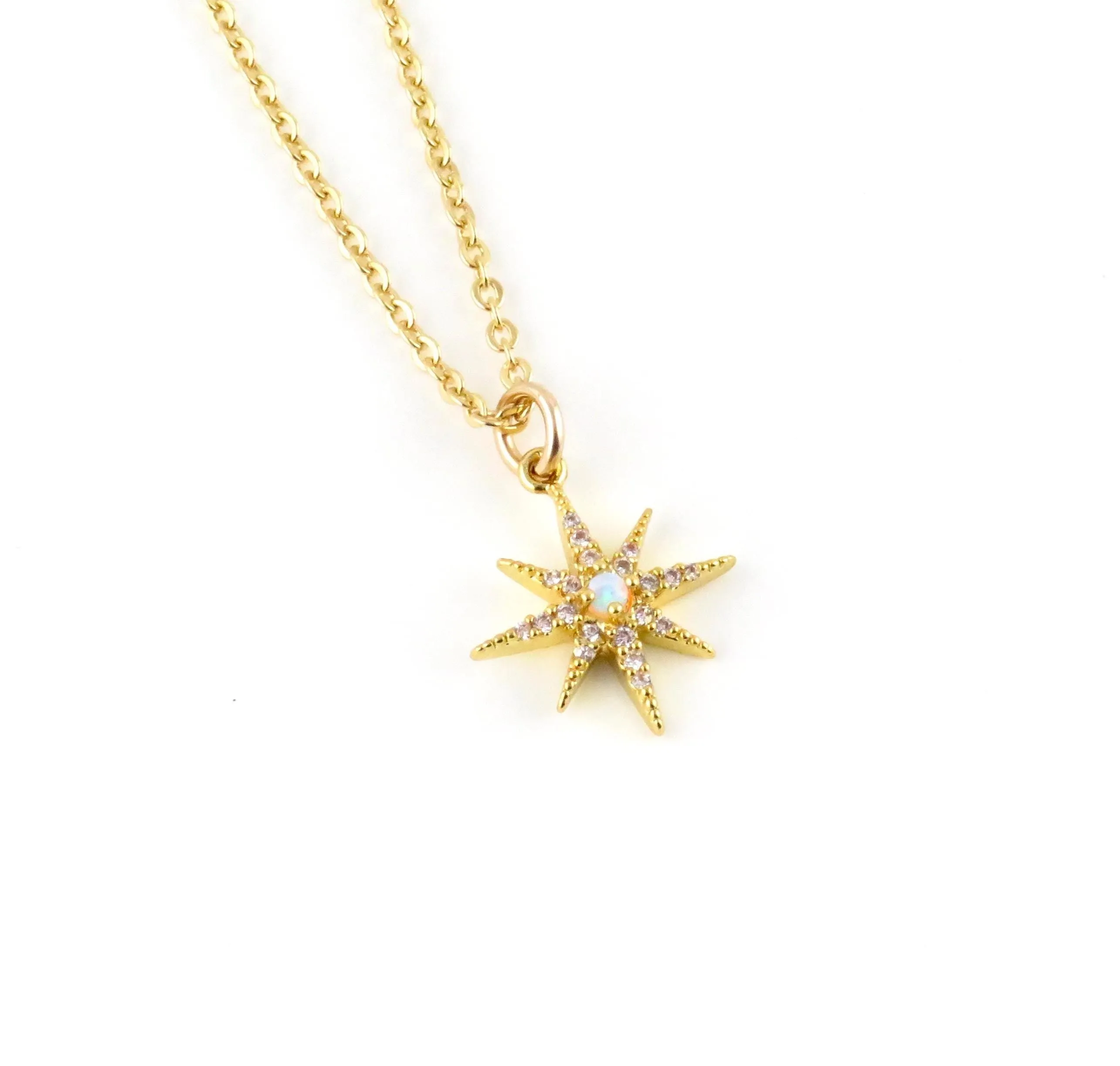 Delicate Opal Starburst Necklace