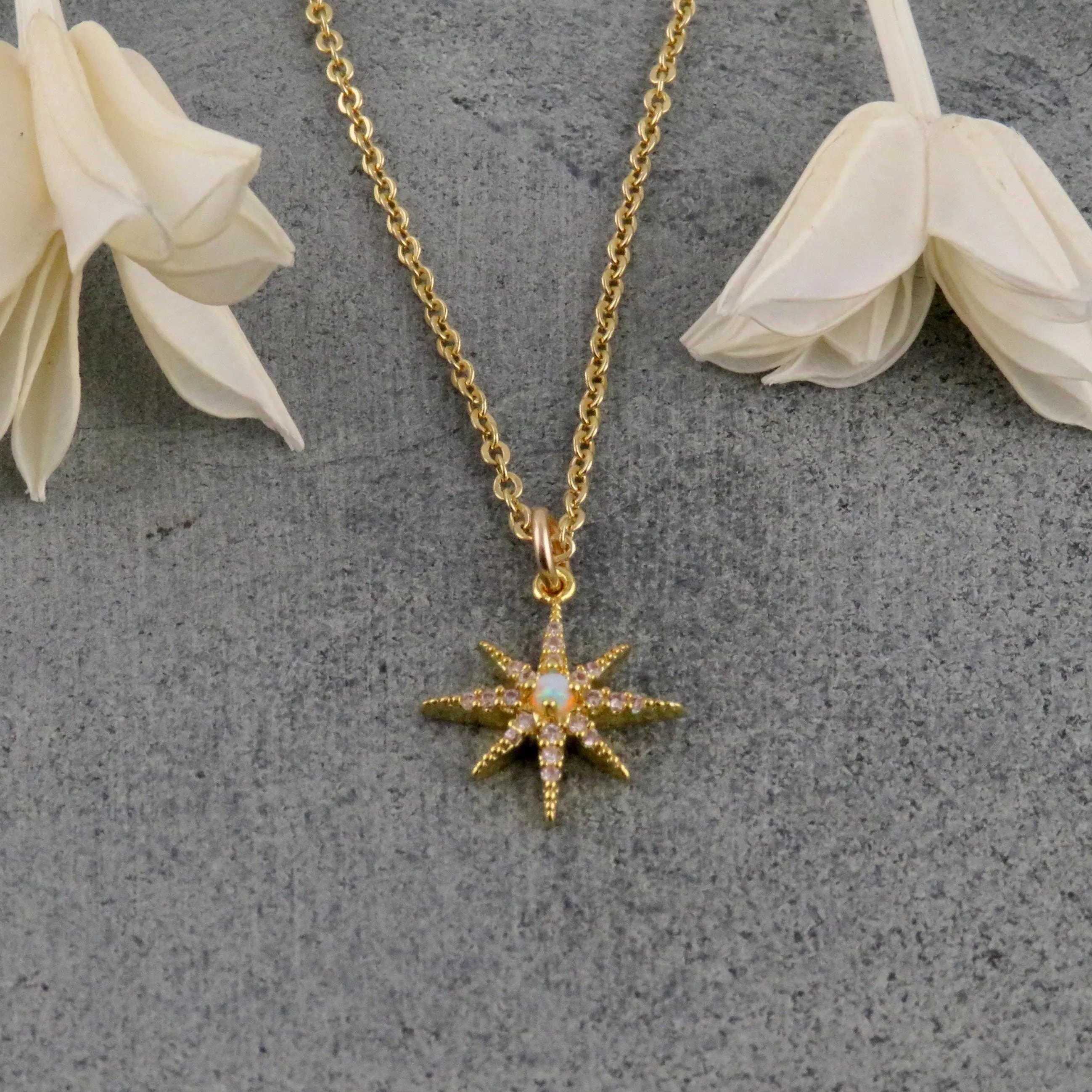 Delicate Opal Starburst Necklace