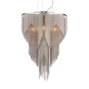 Delicate Silver Drape 6 Arm Chandelier - ID 9636