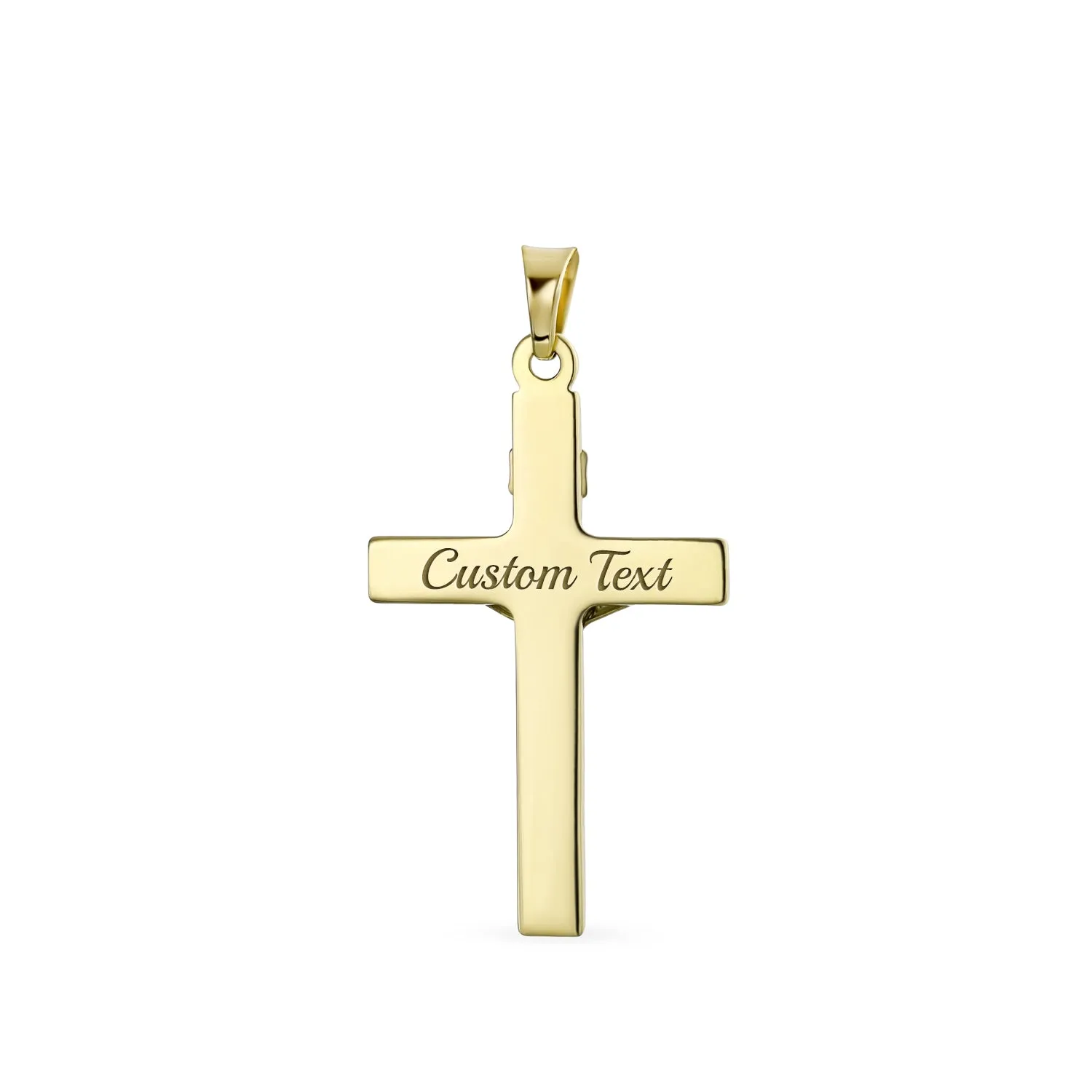 Delicate Two Tone Jesus Inri Crucifix Pendant Necklace in White & 14K Yellow Gold