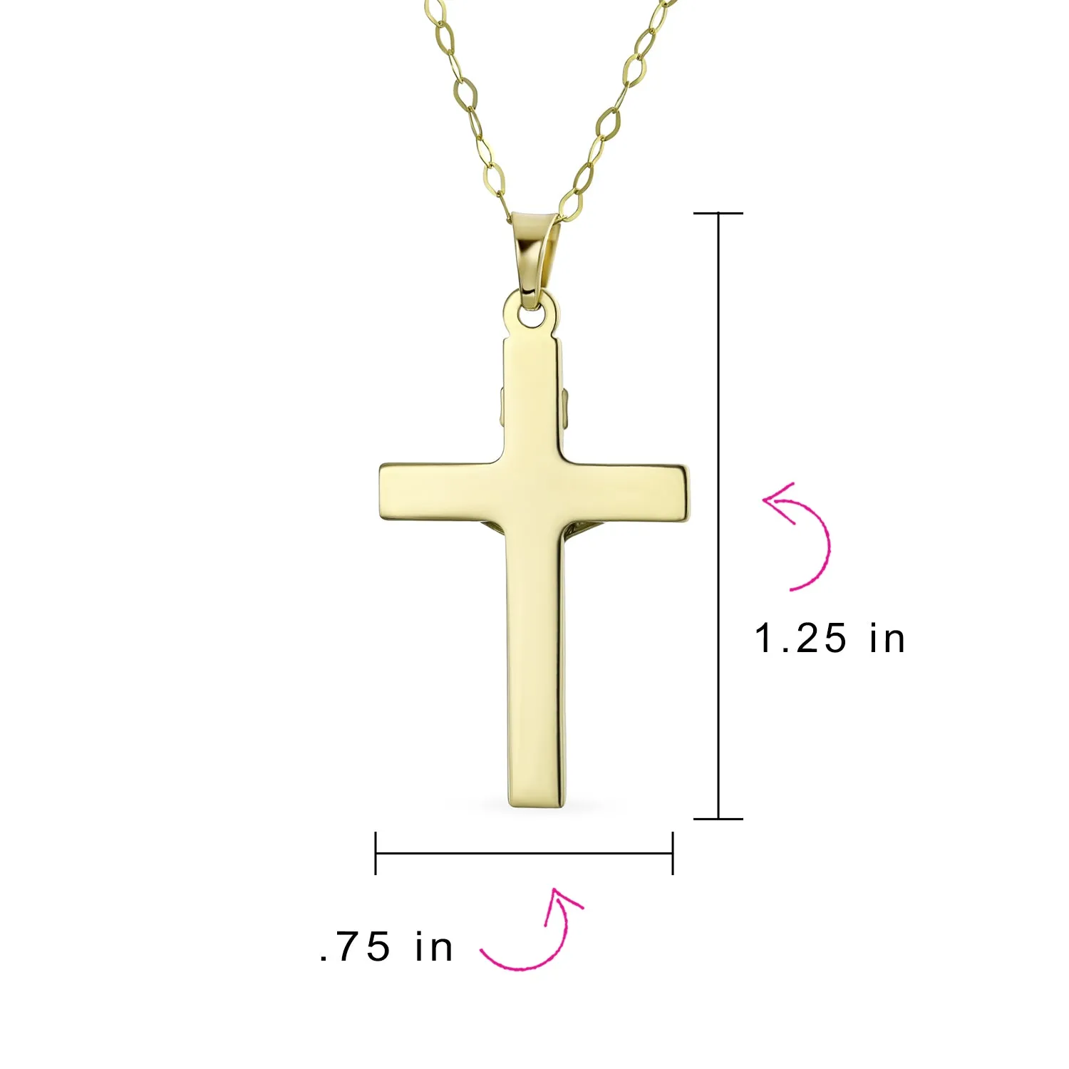 Delicate Two Tone Jesus Inri Crucifix Pendant Necklace in White & 14K Yellow Gold