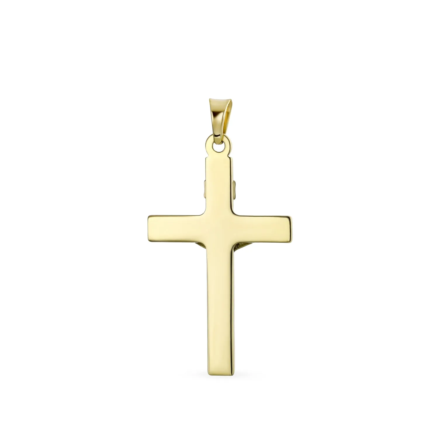 Delicate Two Tone Jesus Inri Crucifix Pendant Necklace in White & 14K Yellow Gold