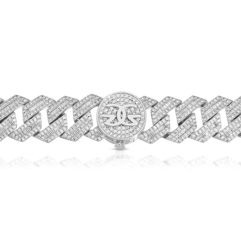 Diamond Baguette Straight Edge Cuban Bracelet 18mm