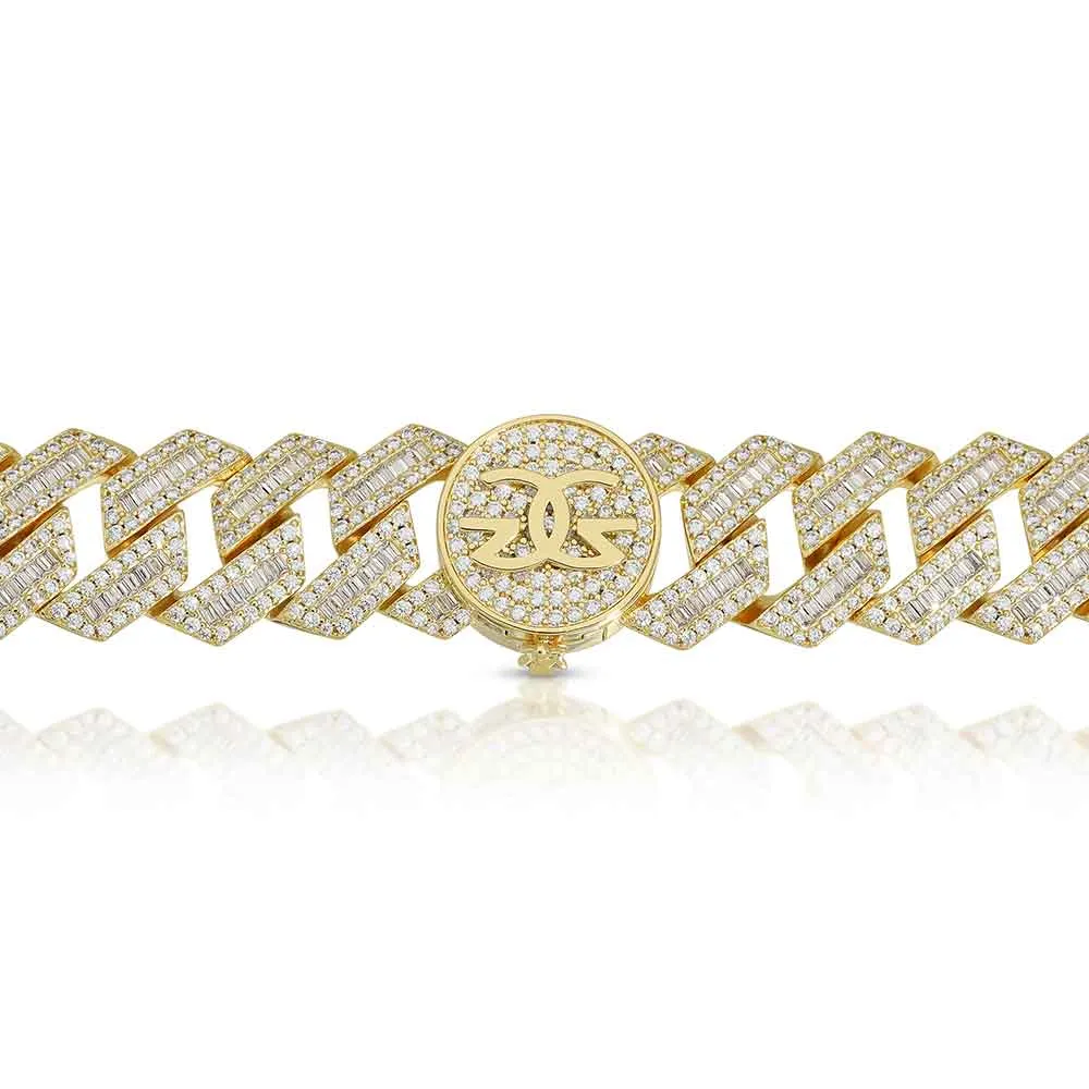 Diamond Baguette Straight Edge Cuban Bracelet 18mm