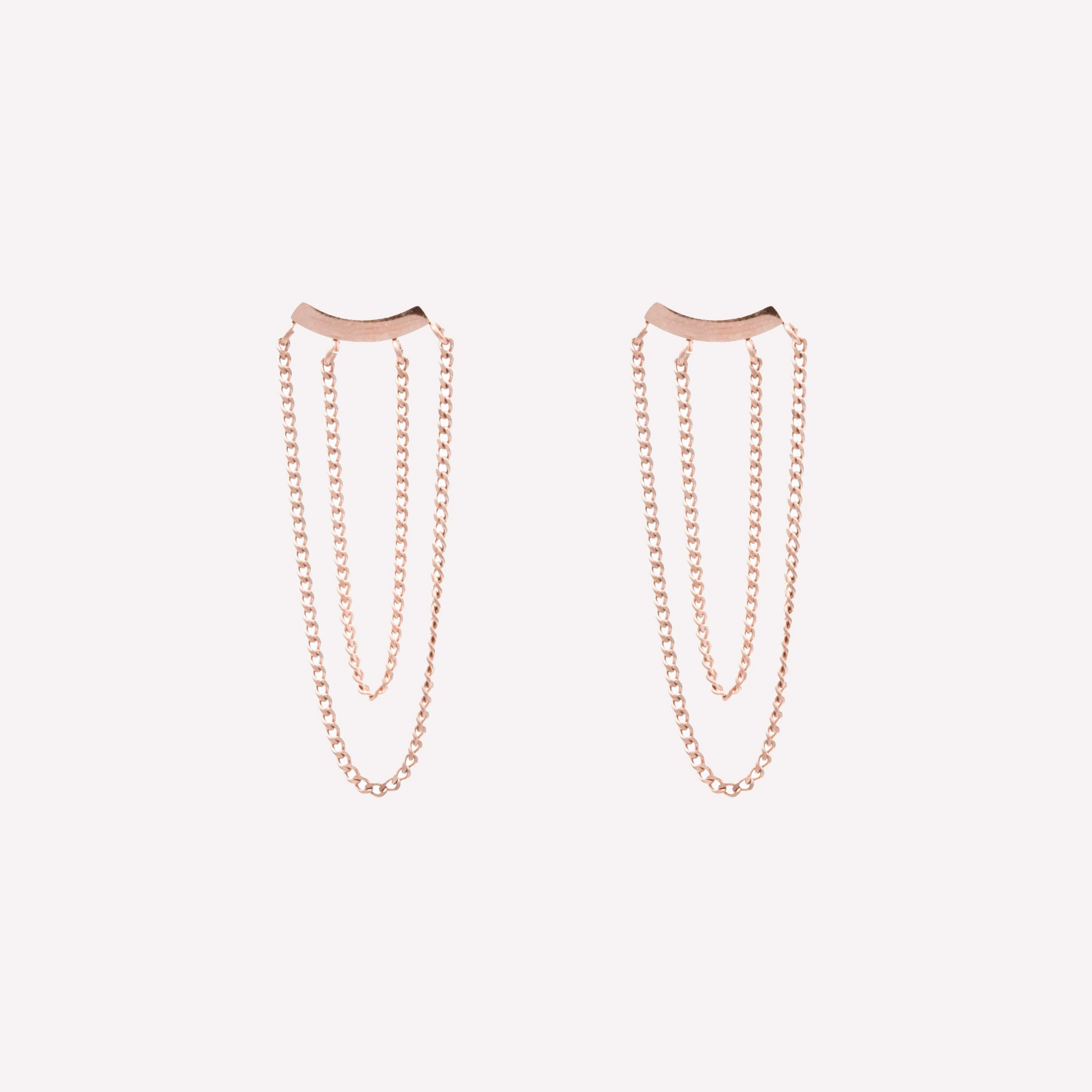 DOUBLE CHAIN DANGLE EARRINGS IN ROSE GOLD