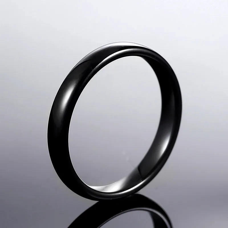 Elegant Black and White Titanium Steel Couples Ring Set - Modern Design for Him and Her