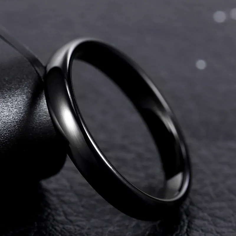 Elegant Black and White Titanium Steel Couples Ring Set - Modern Design for Him and Her