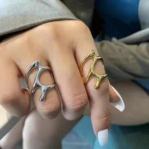 Elegant Geometric Hollow Adjustable Silver Rings: Stylish Vintage Jewelry