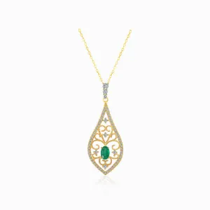 Emerald and Diamond Necklace Vintage Inspired