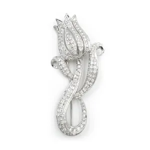 Estate 18K White Gold Diamond Tulip Flower Brooch