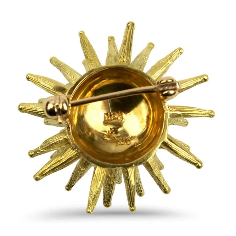 Estate 18K Yellow Gold Diamond Sea Urchin Pin