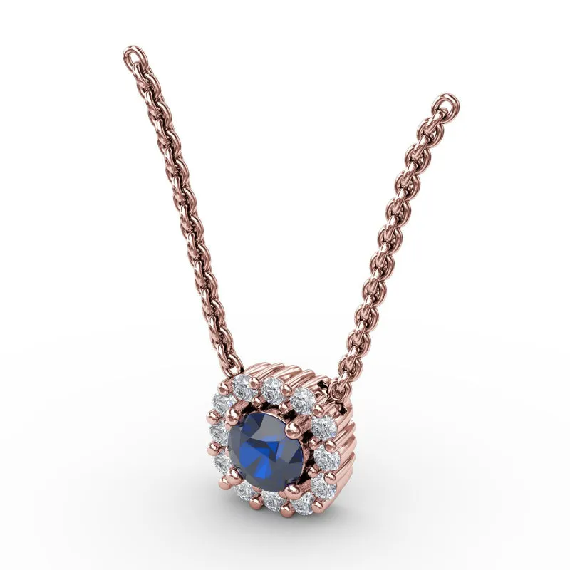 Fana Classic Round Sapphire and Diamond Pendant