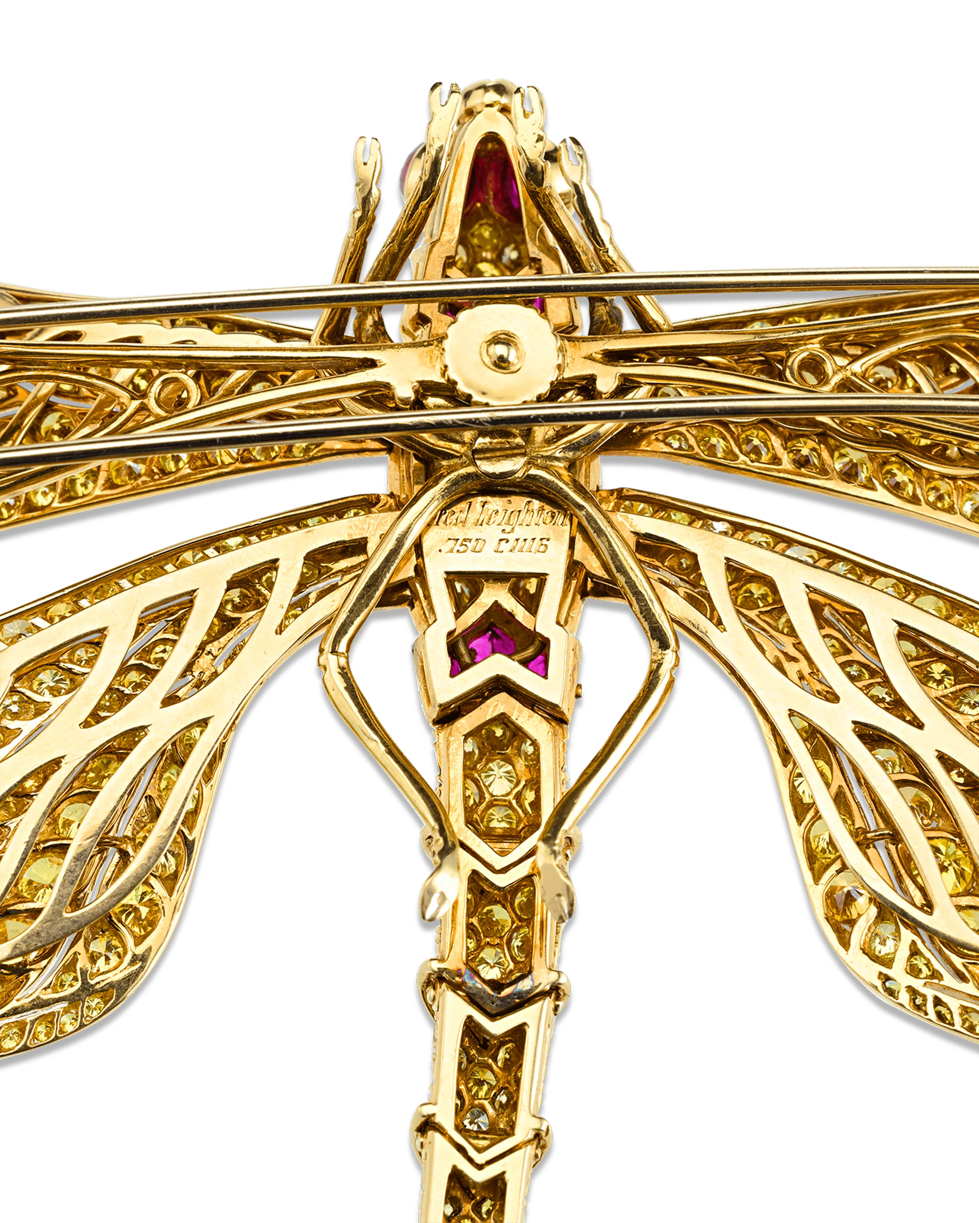 Fancy Vivid Yellow Diamond Dragonfly Brooch