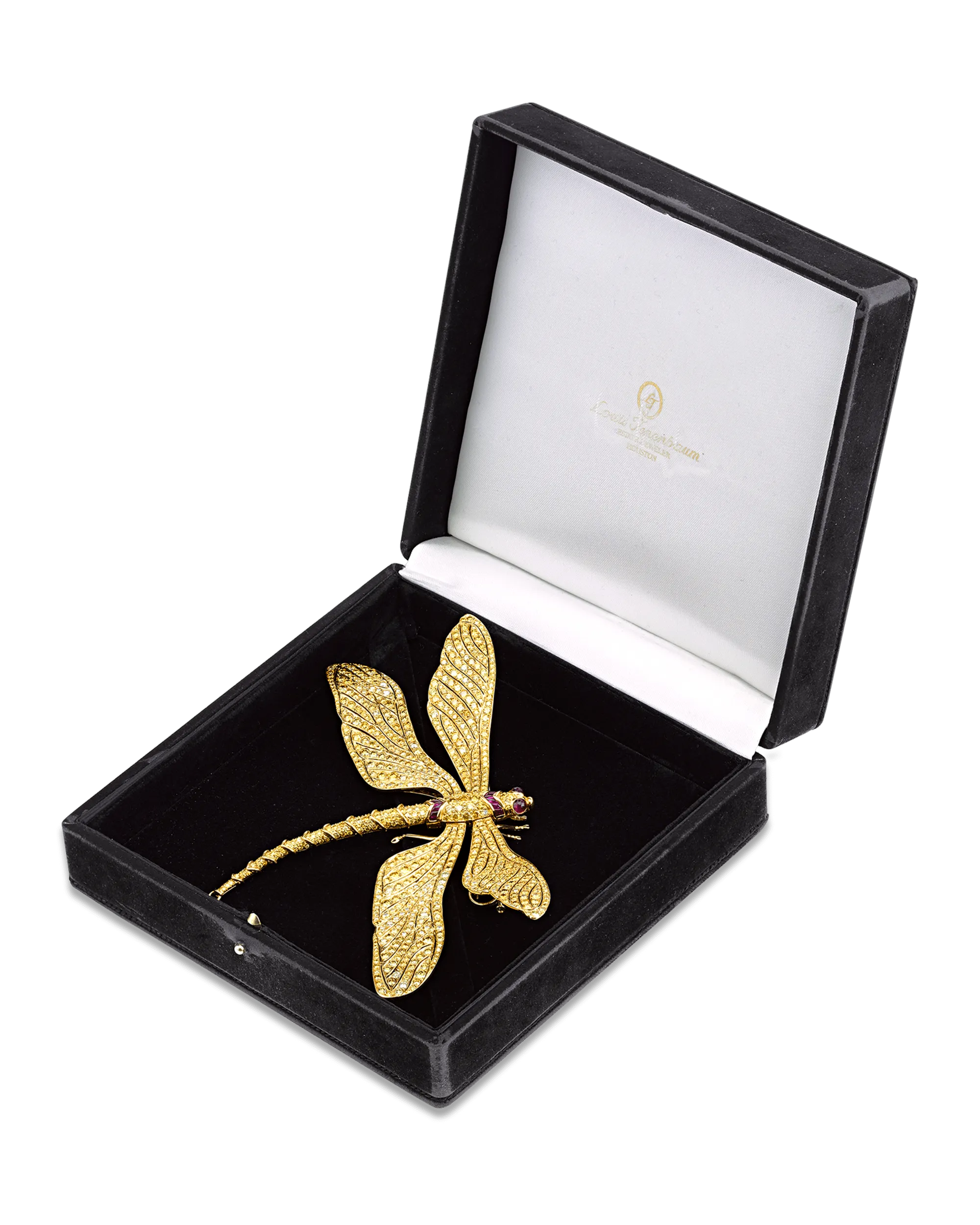 Fancy Vivid Yellow Diamond Dragonfly Brooch