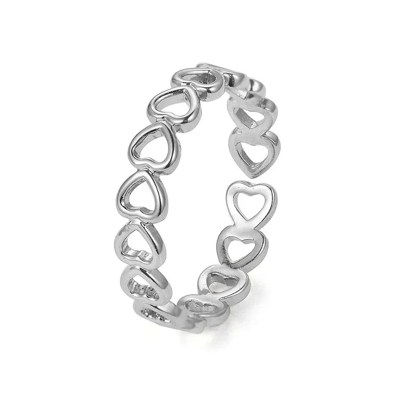 Fashion DNA Chemistry Molecule Open Rings For Women Men Simple Style Rose Silver Color Finger Jewelry Party Gifts