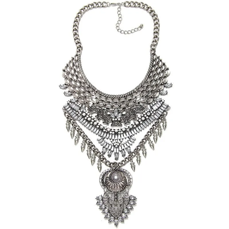 Fashion Hot Sale Vintage Boho Crystal Collares Statement Necklaces & Pendants Long Choker Maxi Necklaces Women Jewelry