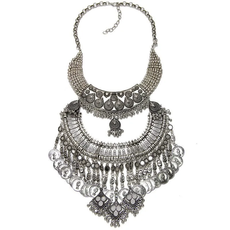 Fashion Hot Sale Vintage Boho Crystal Collares Statement Necklaces & Pendants Long Choker Maxi Necklaces Women Jewelry