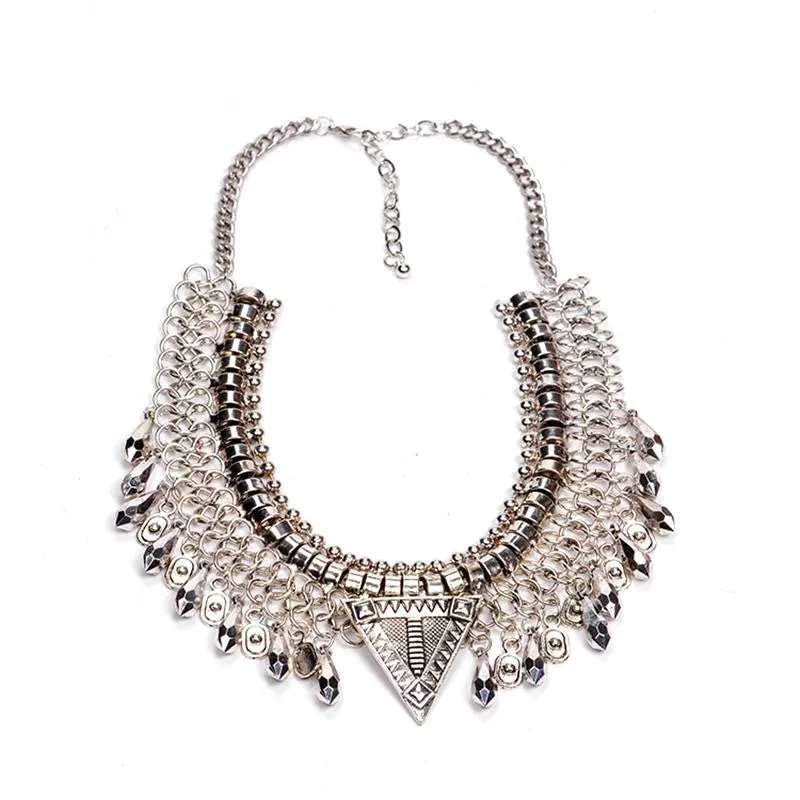 Fashion Hot Sale Vintage Boho Crystal Collares Statement Necklaces & Pendants Long Choker Maxi Necklaces Women Jewelry