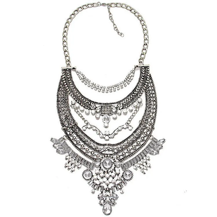 Fashion Hot Sale Vintage Boho Crystal Collares Statement Necklaces & Pendants Long Choker Maxi Necklaces Women Jewelry