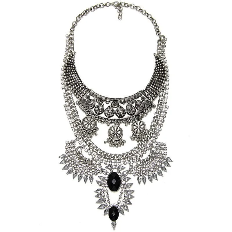 Fashion Hot Sale Vintage Boho Crystal Collares Statement Necklaces & Pendants Long Choker Maxi Necklaces Women Jewelry