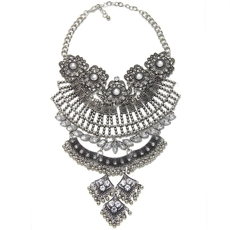 Fashion Hot Sale Vintage Boho Crystal Collares Statement Necklaces & Pendants Long Choker Maxi Necklaces Women Jewelry