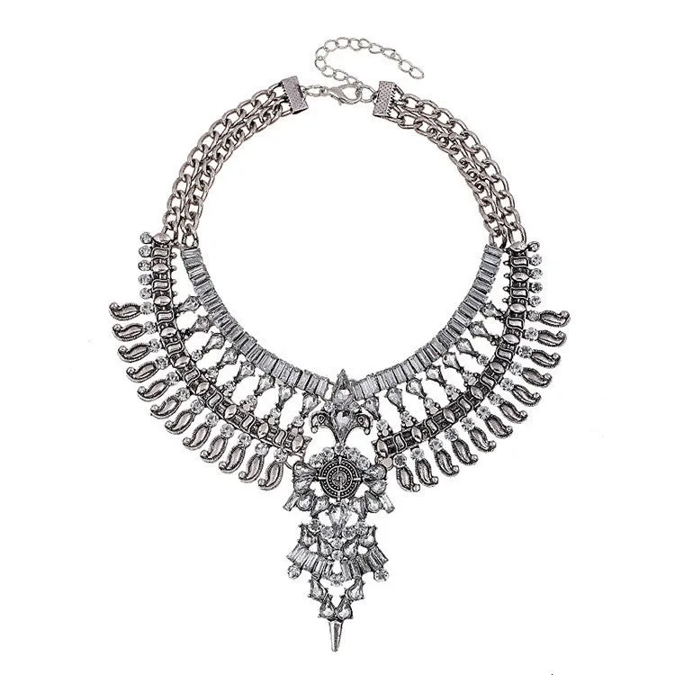 Fashion Hot Sale Vintage Boho Crystal Collares Statement Necklaces & Pendants Long Choker Maxi Necklaces Women Jewelry