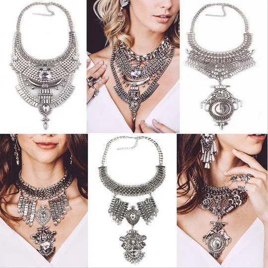 Fashion Hot Sale Vintage Boho Crystal Collares Statement Necklaces & Pendants Long Choker Maxi Necklaces Women Jewelry