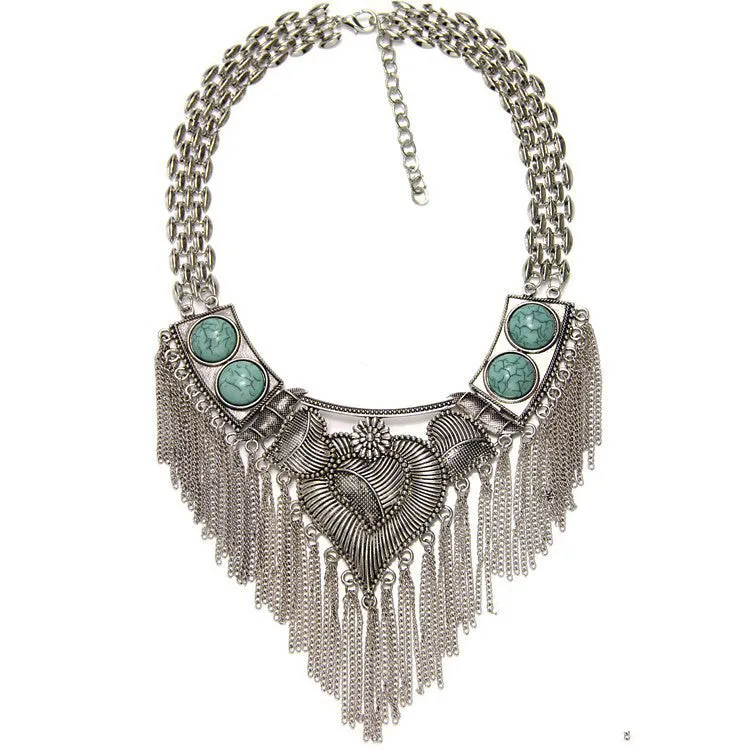 Fashion Hot Sale Vintage Boho Crystal Collares Statement Necklaces & Pendants Long Choker Maxi Necklaces Women Jewelry