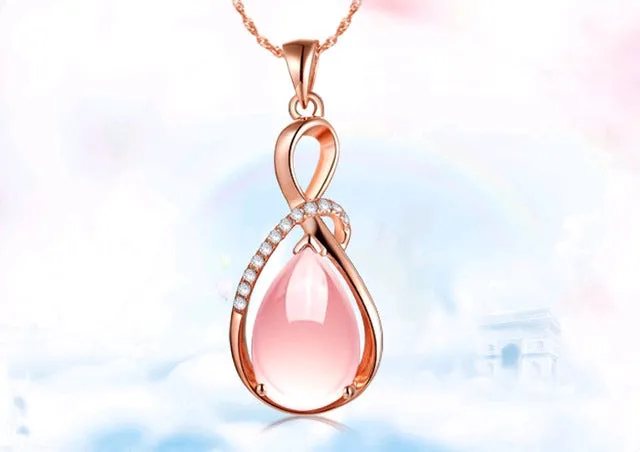 Fashion Pendants Necklaces For Women Jewelry Classic Rose Gold-color Crystal Rhinestone Water Drop Charm Pendant