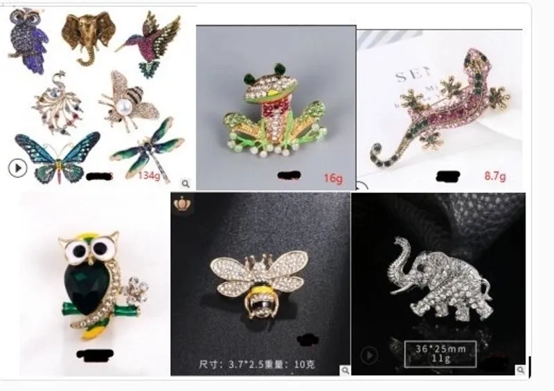 Fashion Pin Animal Alloy Plating Diamond Women'S Brooches