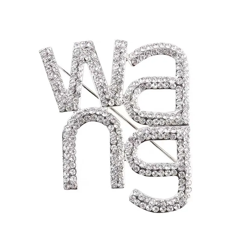 Fashion Pin Letter Alloy Diamond Artificial Gemstones Women'S Brooches