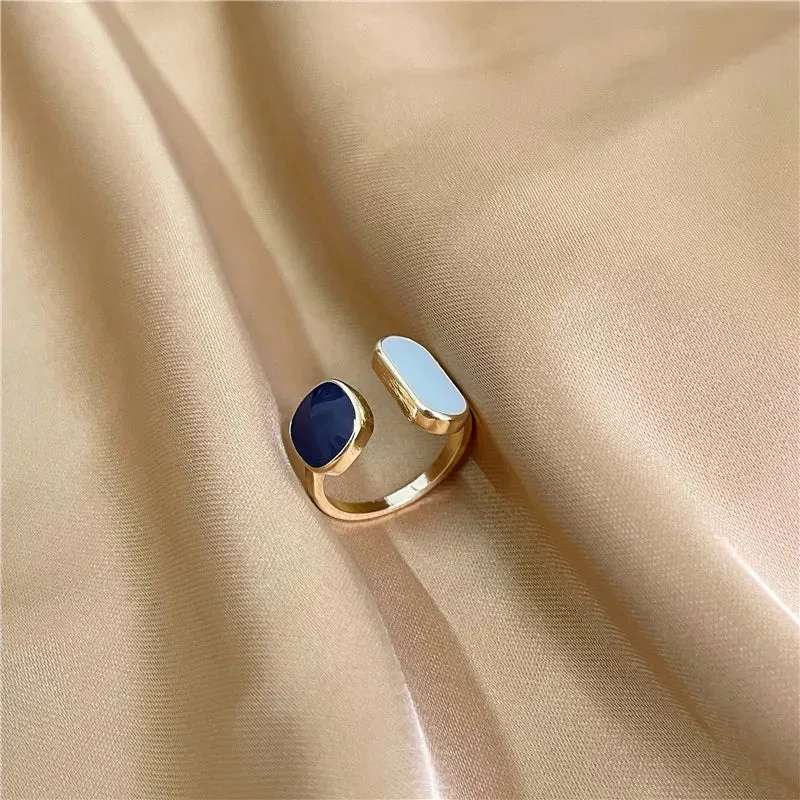 Fashion Silver Color Minimalist Irregular Twined Finger Rings Creative Geometric Punk Opening Rings for Women Girls Jewelry