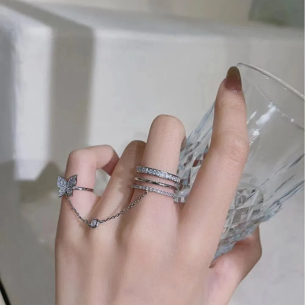 Fashion Silver Color Minimalist Irregular Twined Finger Rings Creative Geometric Punk Opening Rings for Women Girls Jewelry