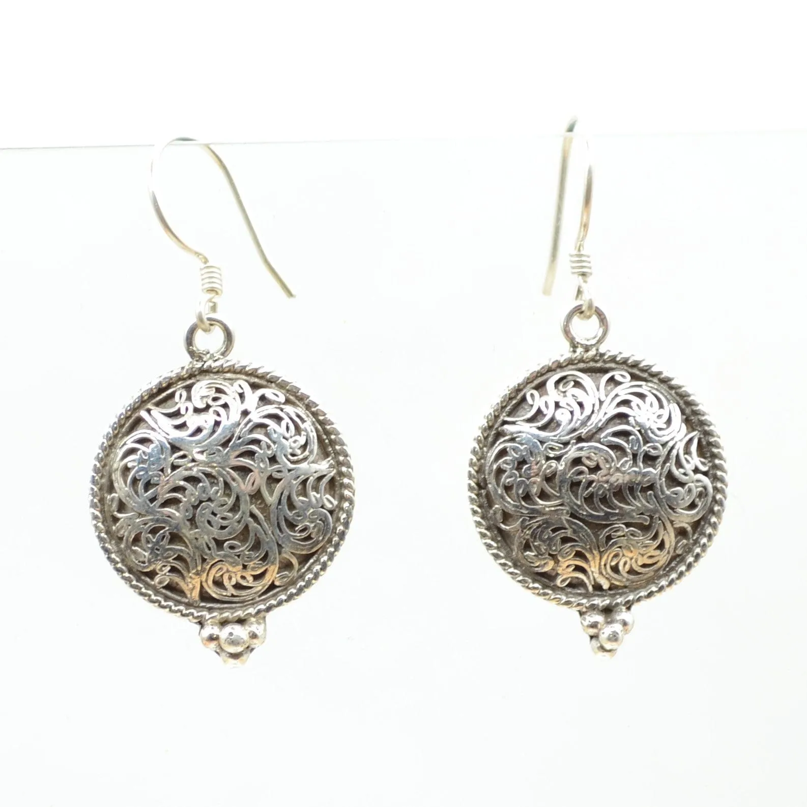 Filigree Round Silver Earrings