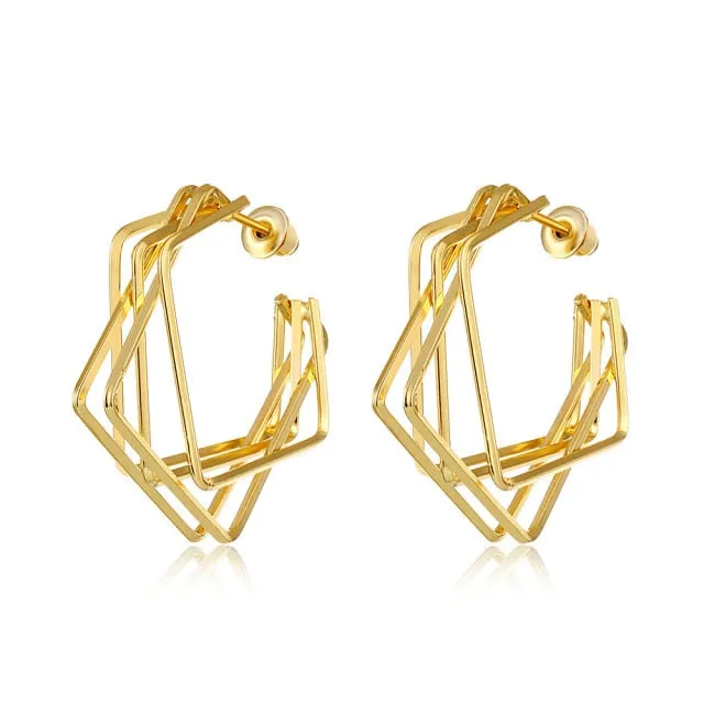 FNIO Fashion Vintage Earrings For Women Big Geometric Statement Gold Metal Drop Earrings 2020 Trendy Earings Jewelry Accessories