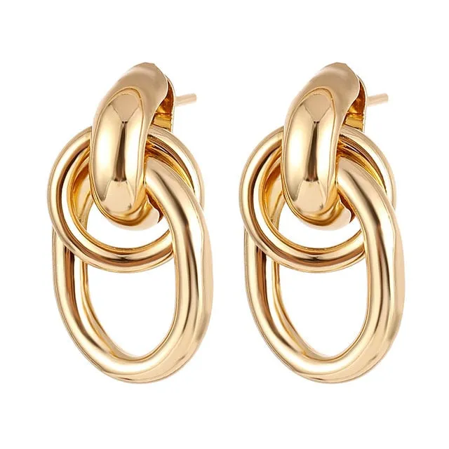 FNIO Fashion Vintage Earrings For Women Big Geometric Statement Gold Metal Drop Earrings 2020 Trendy Earings Jewelry Accessories