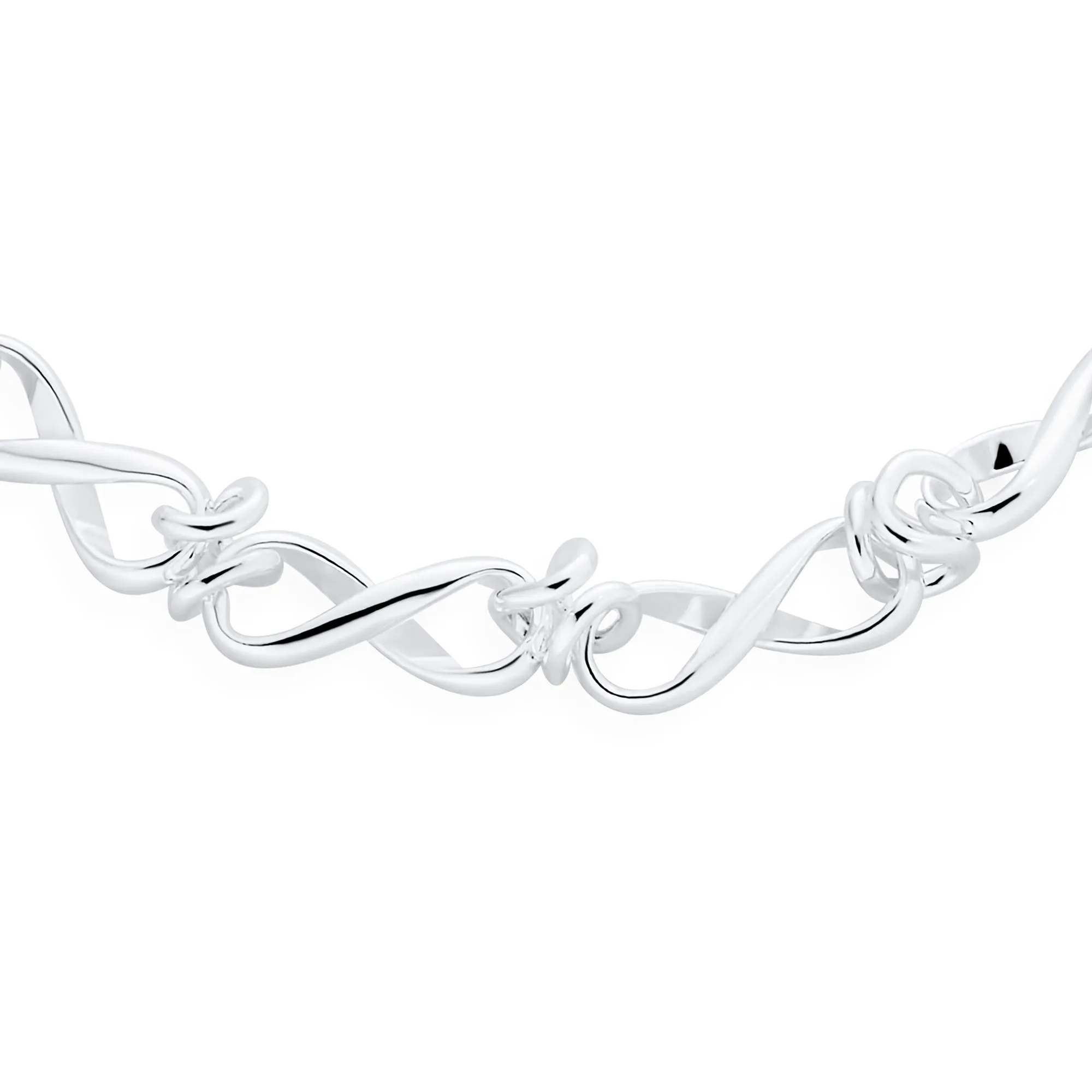 Forever Love Knot Infinity Chain Link Bracelet Sterling Silver 7.5 Inch