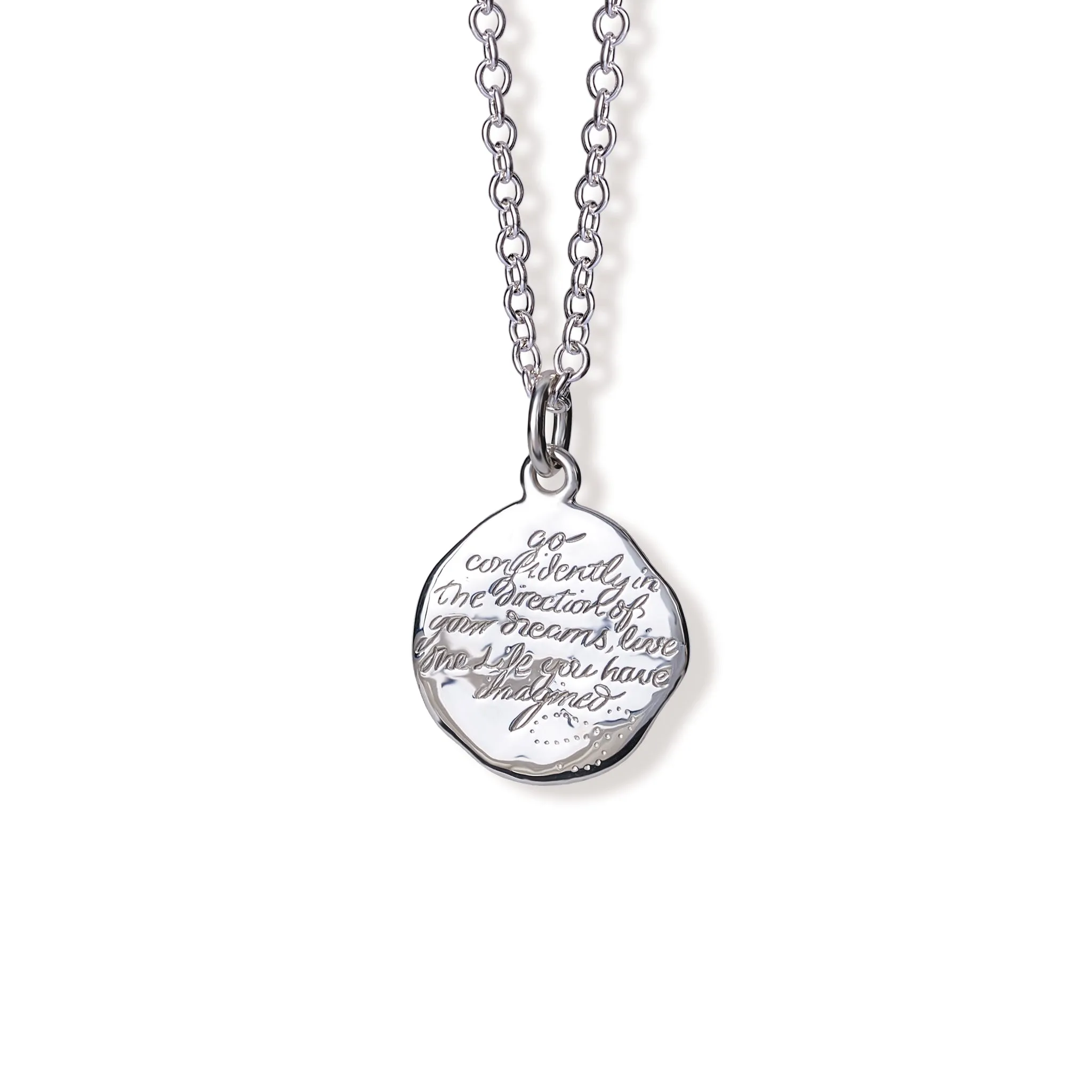 Go Confidently Quote Pendant Silver