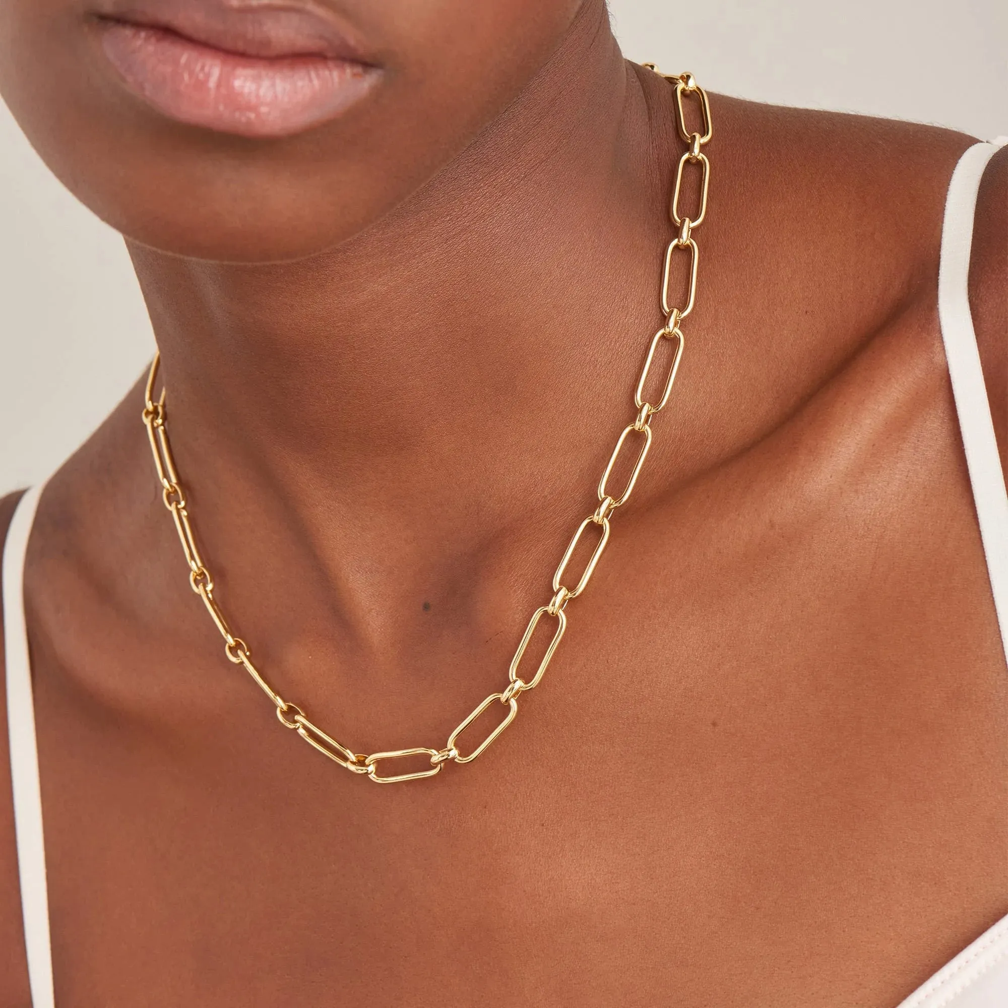 Gold Cable Connect Chunky Chain Necklace