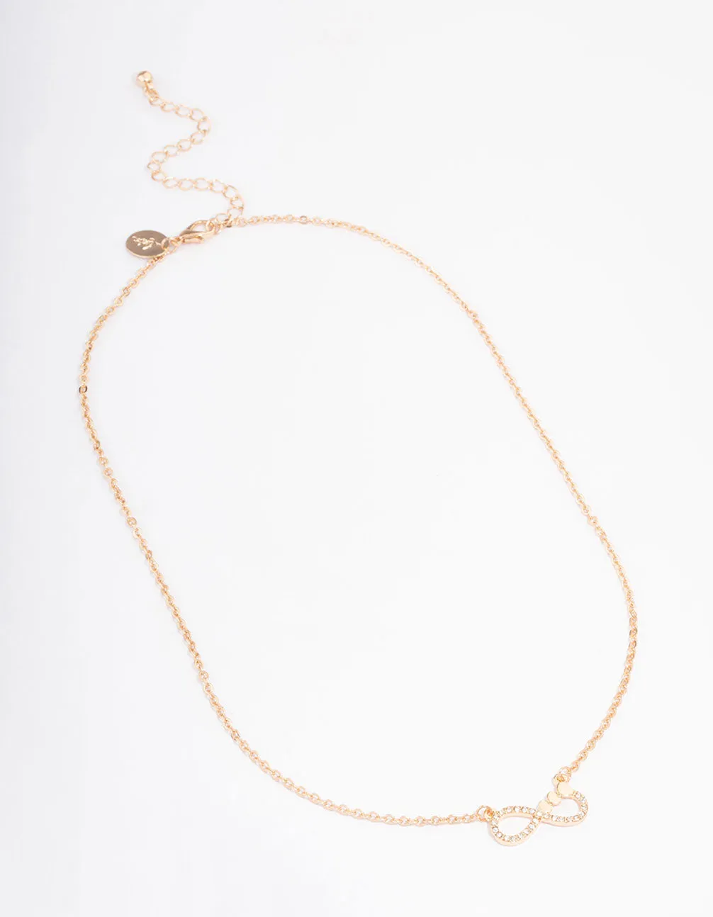 Gold Diamante Infinity Heart Short Necklace