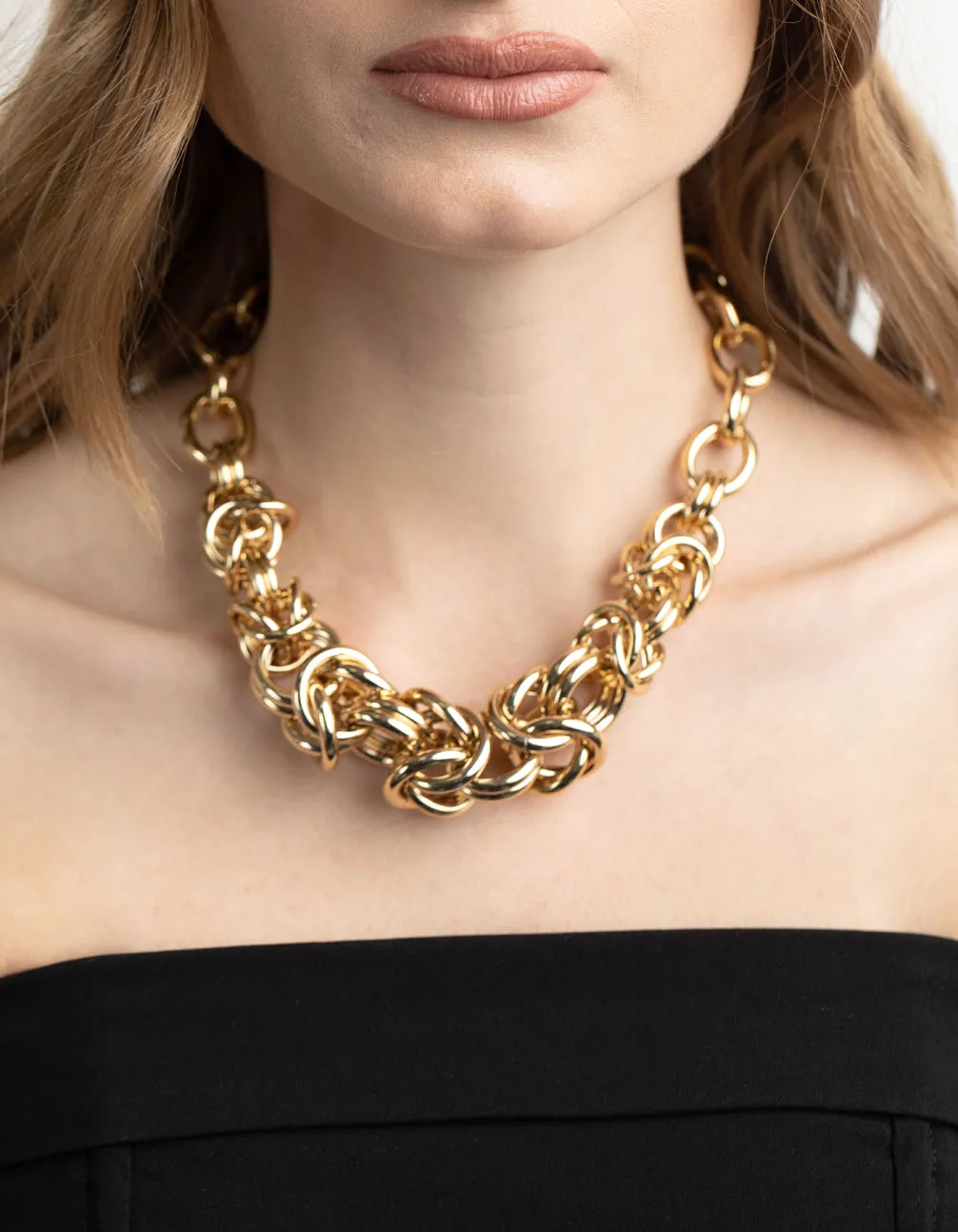 Gold Plated Knotted Chain Necklace