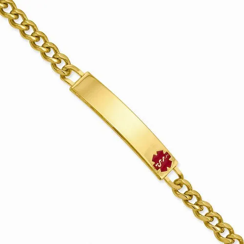 Gold Plated Small Red Epoxy Medical Id Bracelet