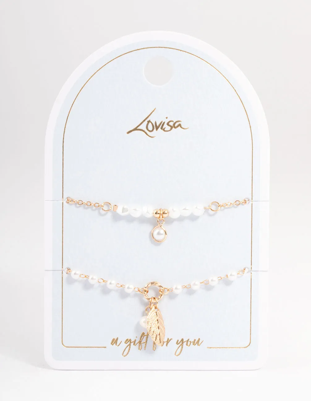 Gold Pretty Pearl & Leaf Bracelet Pack