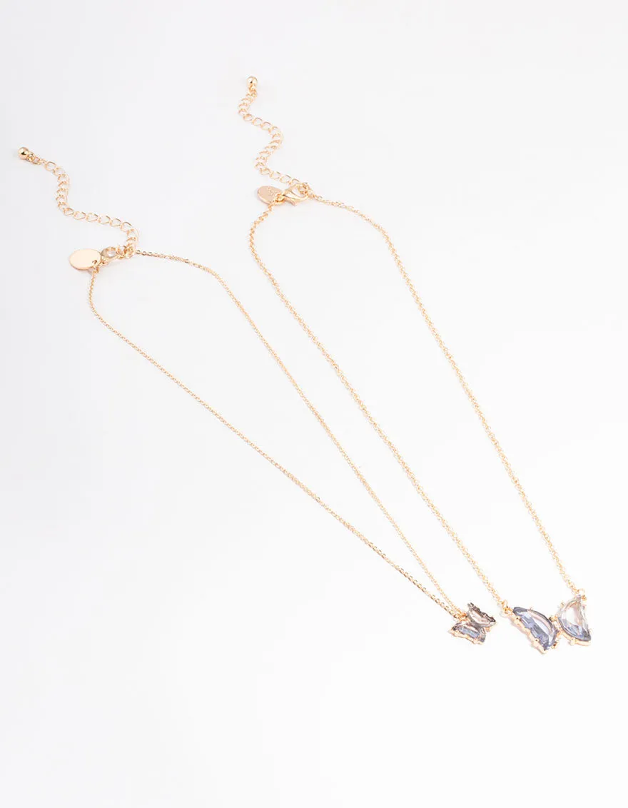 Gold Statement Diamante Butterfly Necklace