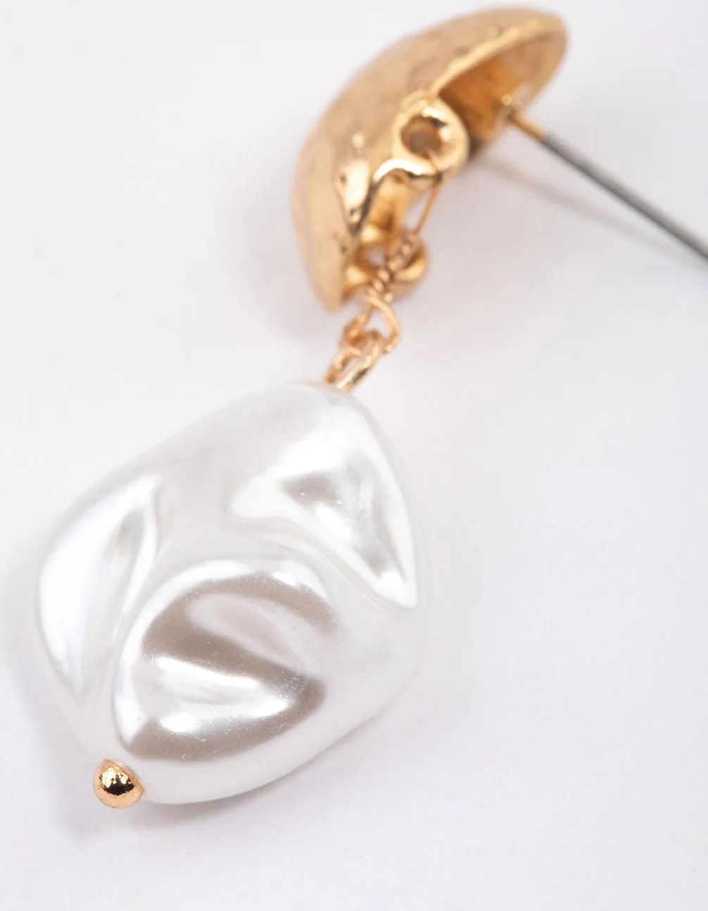 Gold Textured Molten Pearl Drop Earrings & Polishing Set