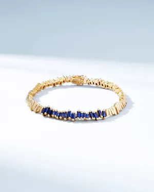 Golden Dark Blue Sapphire ID Bracelet