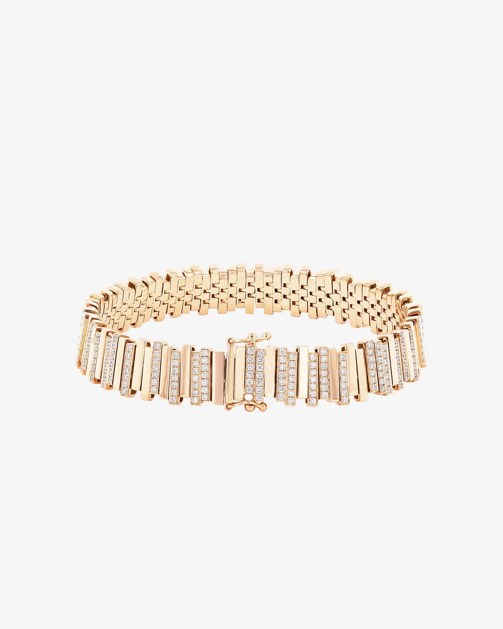 Golden Stacker Half Pave Tennis Bracelet