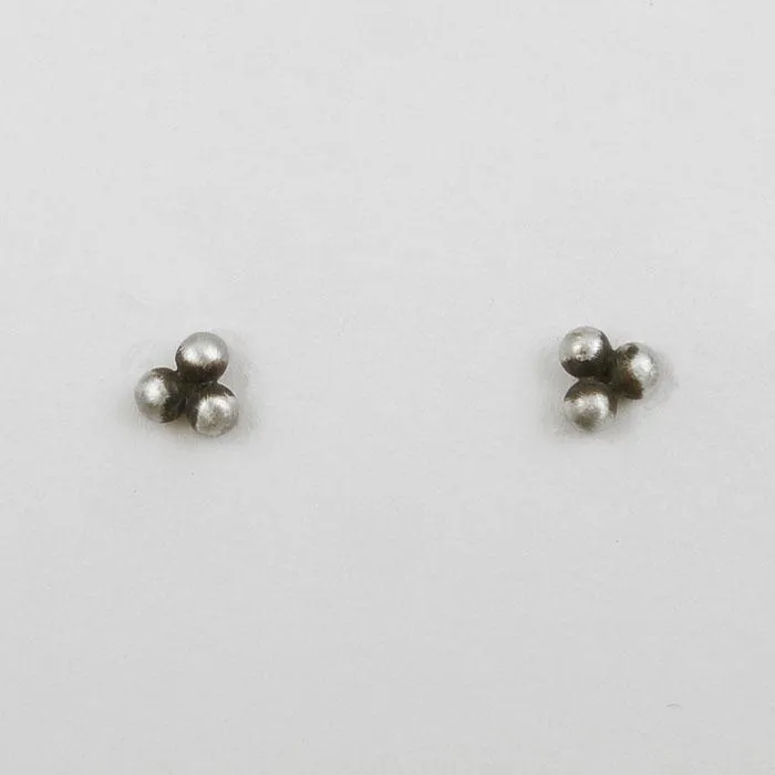 Granulated Three Ball Cluster Post Earrings - Sterling Silver