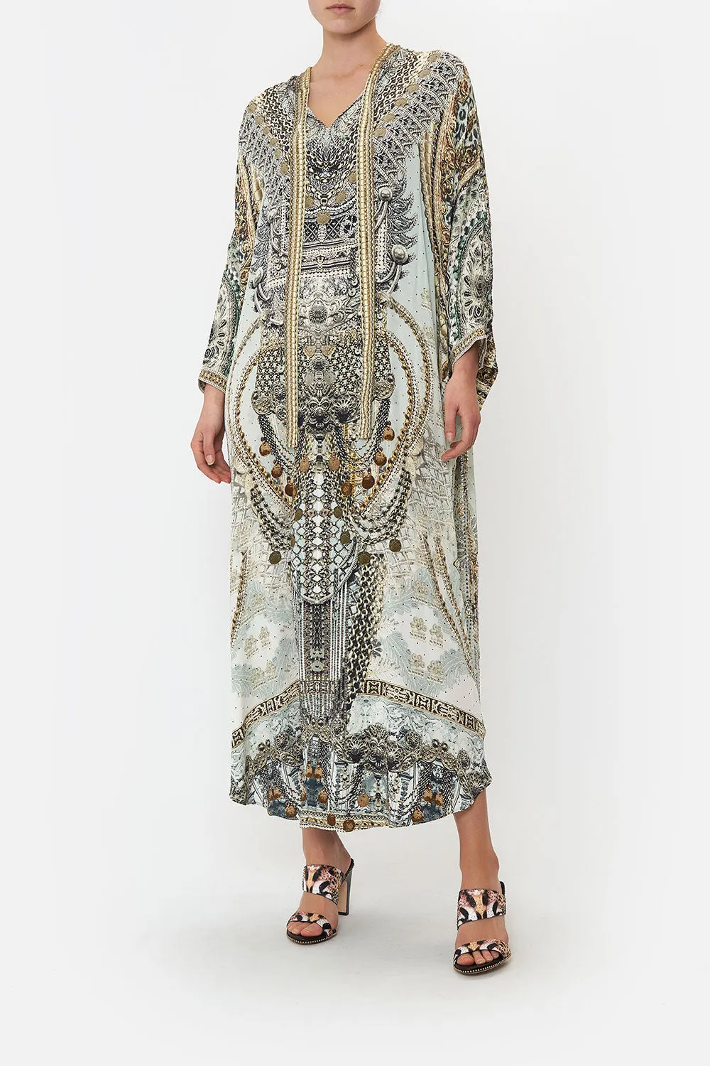 HIGH COLLAR KAFTAN WITH TIE LUXE ESPIRITU