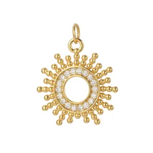 Hollow Sun CZ Charm For Charm Necklace & Bracelet